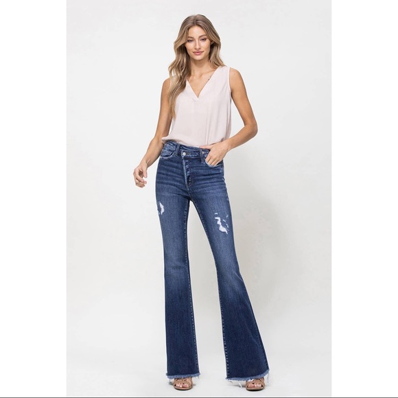 LAST 1! Harmony Asymmetric Waistband Flare Jeans - Picture 6 of 11